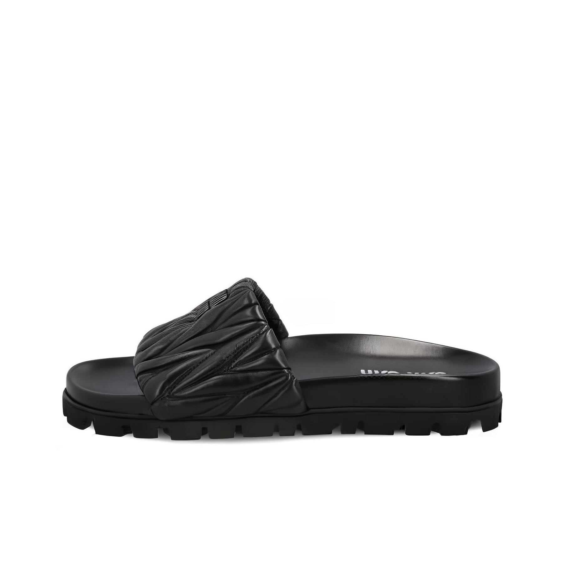 Miu Miu｜SLIPPERS (5XX641 2CQ2 F057Z) Black/ivory Crochet Knit Slides | Miu Miu