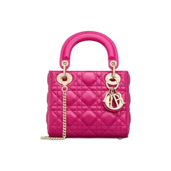 DIOR Lady Dior Lambskin Dior Bag Shoulder Bag Crossbody Bag Handbag Mini Women's Dark Purple Red