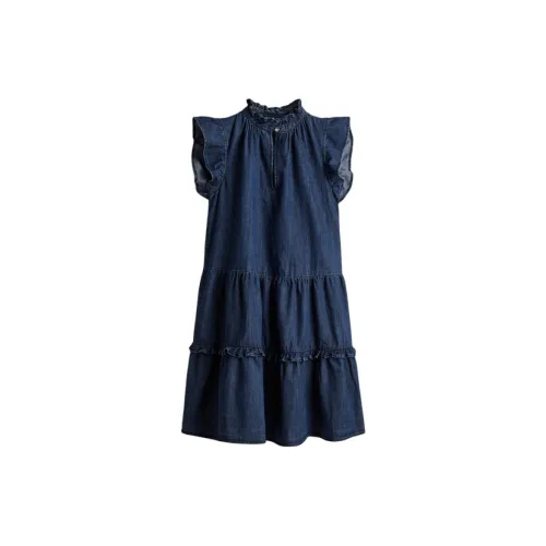 H&M Short-Sleeved Dresses Women's Dark Denim Blue