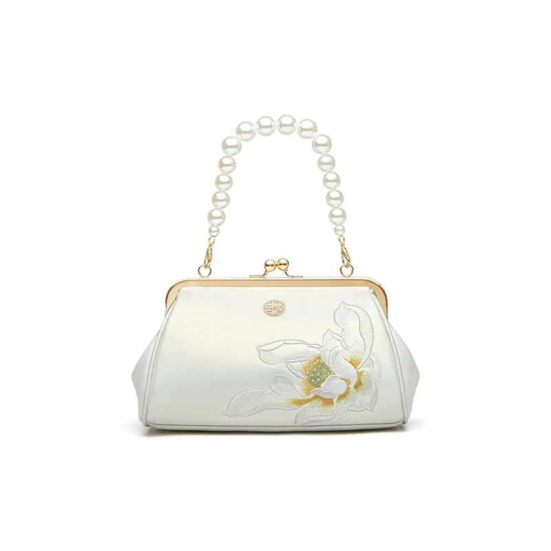 Pmsi Cow Leather One Shoulder Handbag Women's Pearl White-1