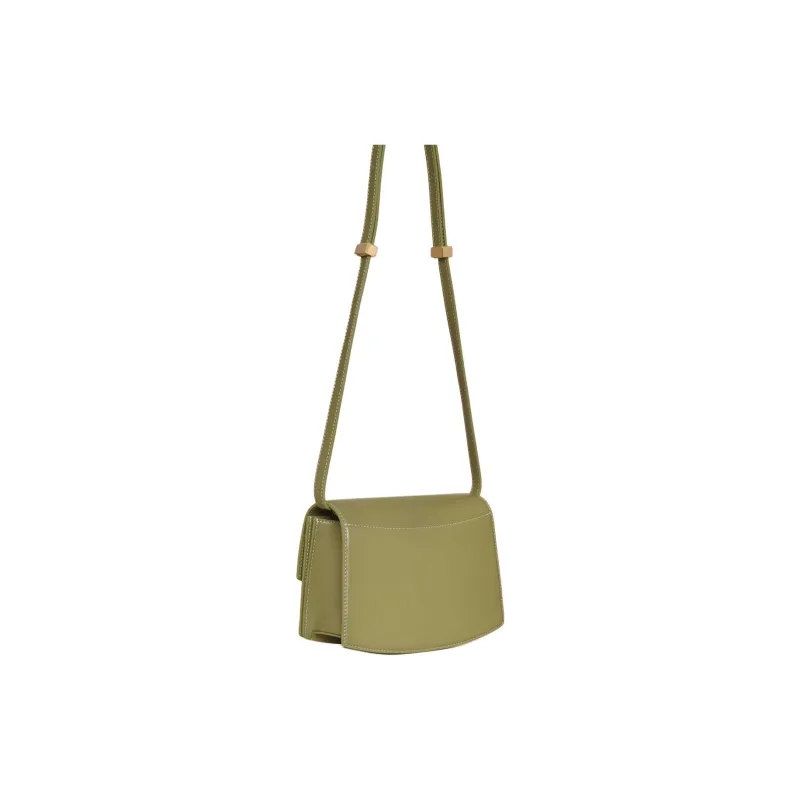 CAFUNE Cow Leather Shoulder Bag Crossbody Bag Small Size Women's Green-1