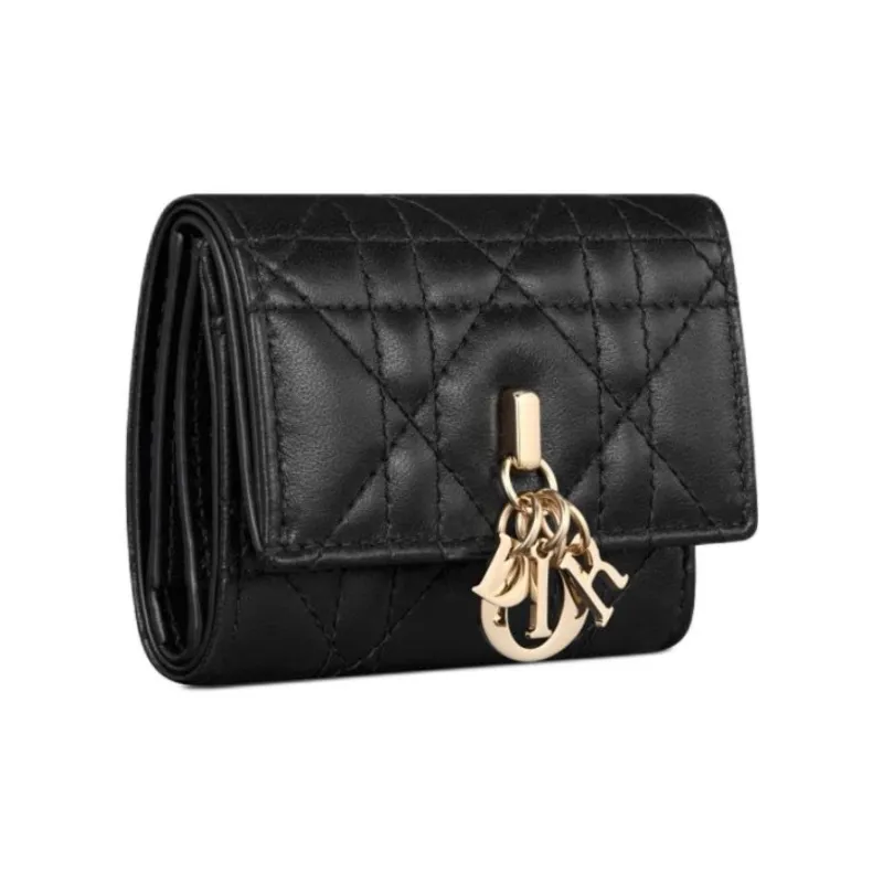 DIOR Lambskin Wallet Regular Women's Black-1