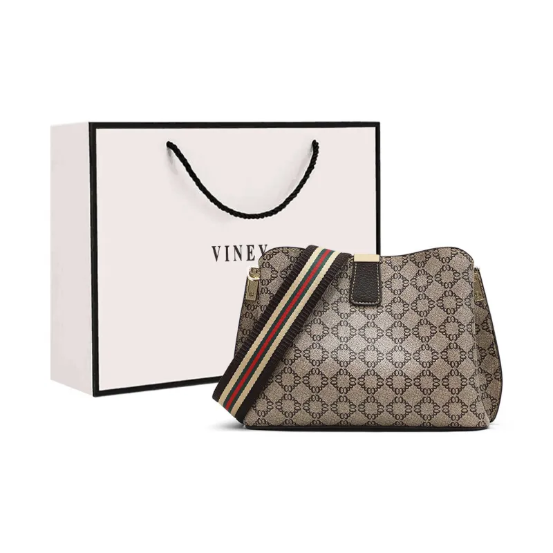 VINEY PVC Crossbody Bag, Shoulder Bag, Bucket Bag, Mom Bag Tubas Women's Coffee-0