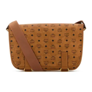 MCM Artificial Leather With Leather Messenger Bag, Crossbody Bag, Shoulder Bag Medium Size Women's Cognac