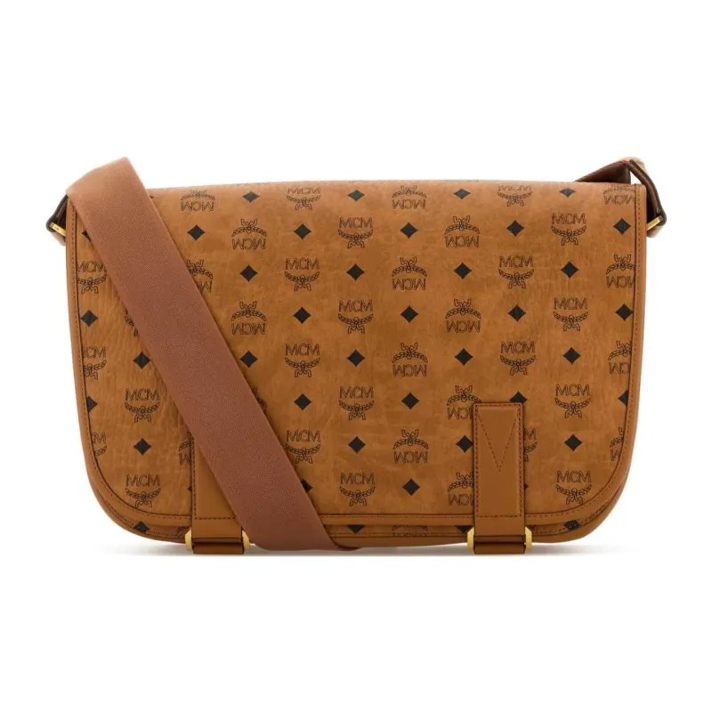 MCM Artificial Leather With Leather Messenger Bag, Crossbody Bag, Shoulder Bag Medium Size Women's Cognac-0
