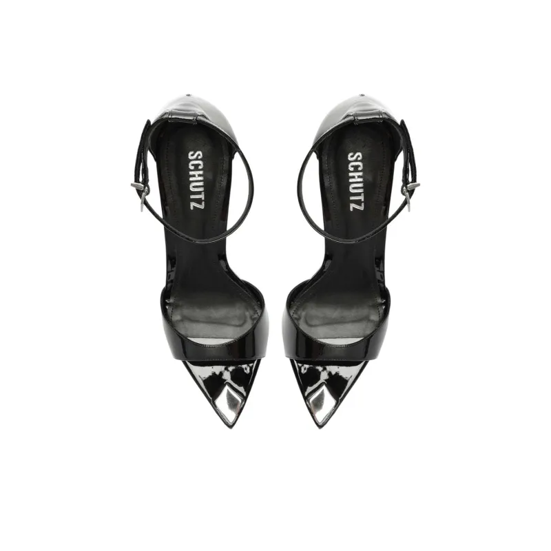 Schutz Pamela Strap Sandals 10cm Women's Black-4