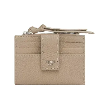 FENDI FF Leather Card Holder Regular Women's Dove Gray