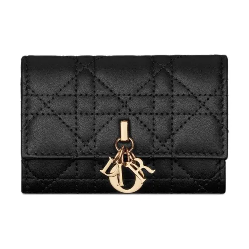 DIOR Lambskin Wallet Regular Women's Black