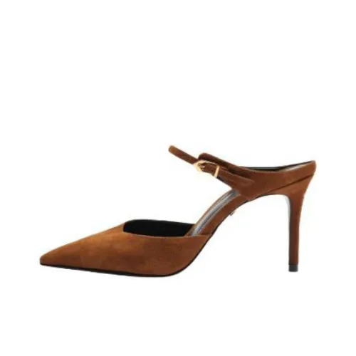 Schutz Closed Toe Slippers 8.5cm Women's Brown