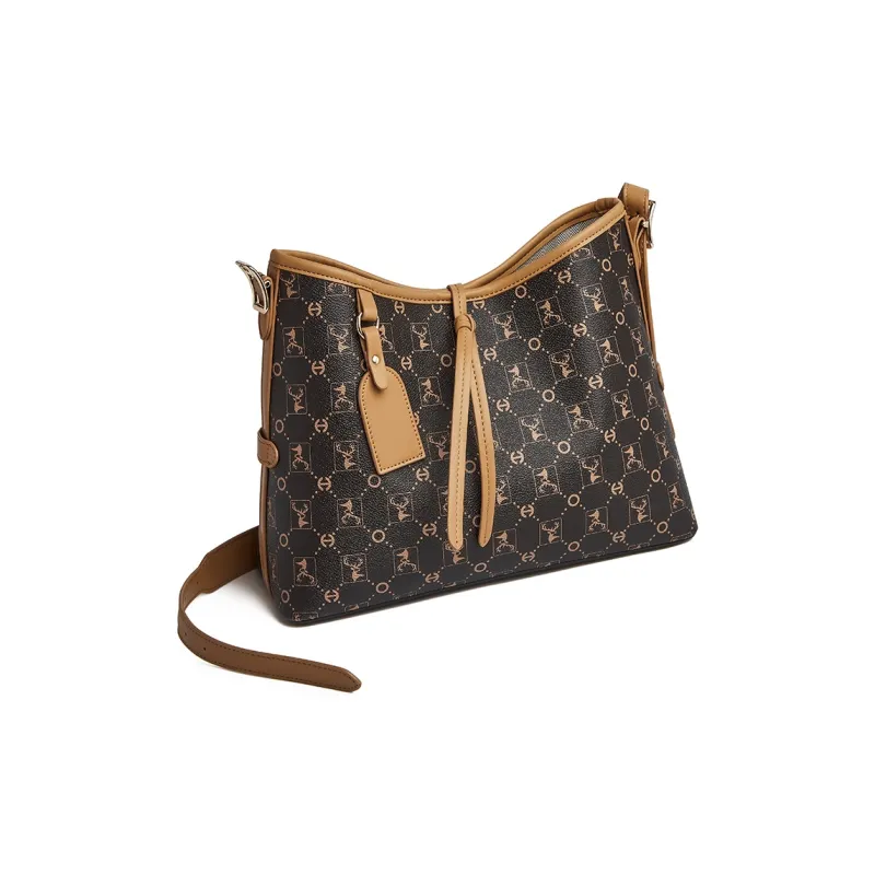 FOXER Synthetic Leather Shoulder Bag Women's Coffee/Apricot-2