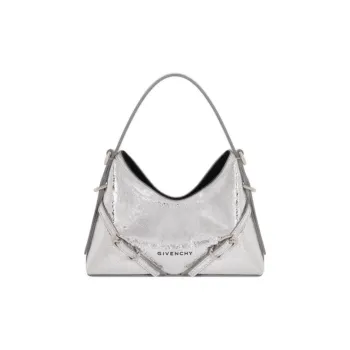 Givenchy Voyou Laminated Leather Shoulder Bag, Crossbody Bag, Handbag Nano Women's Light Silver