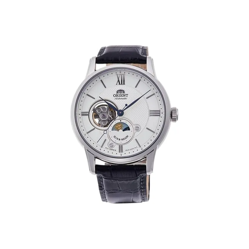 ORIENT Automatic Mechanical Movement Leather Watch Bands Watch 42mm Men's Watches White Dial-0