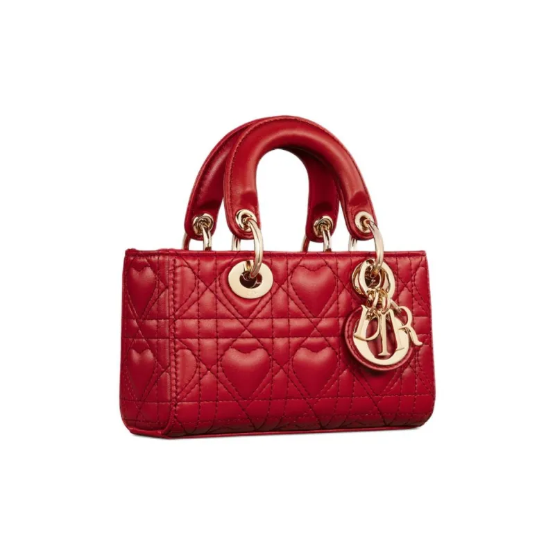 DIOR Lady D-JOY Lambskin Shoulder Bag Crossbody Bag Handbag Extra Mini Women's Red-3