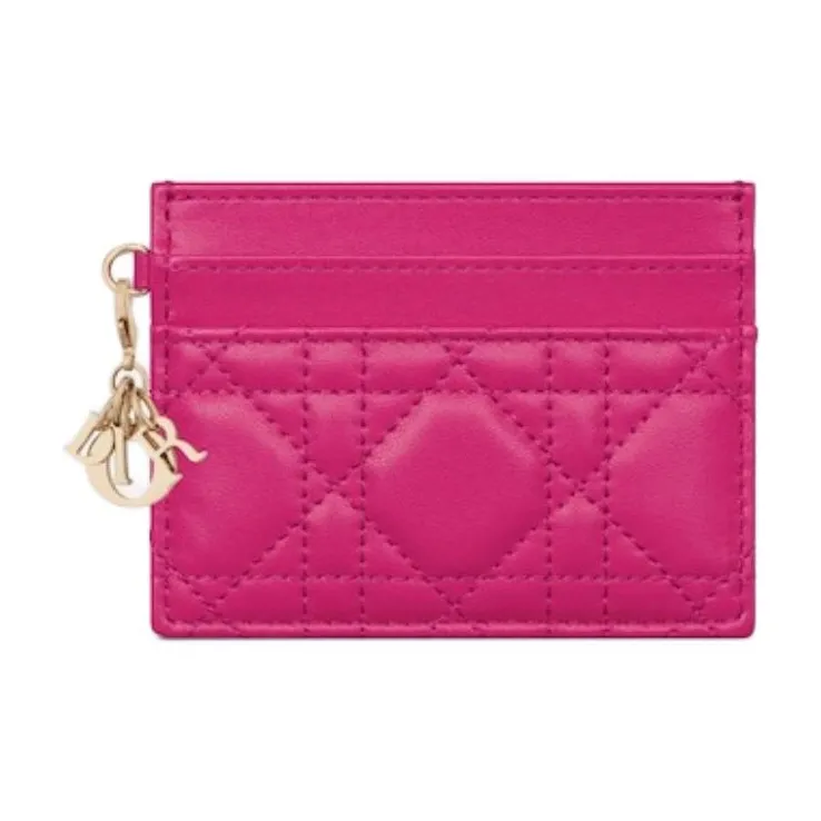 DIOR Lady Dior Lambskin Card Holder Women's Fuchsia-0