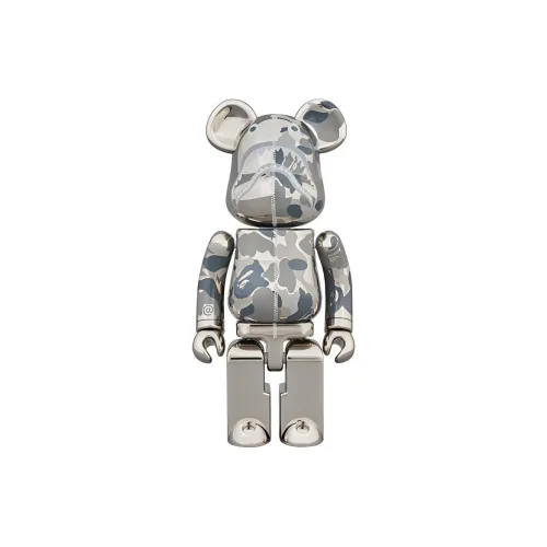 BE@RBRICK x BAPE Ultra Alloy Silver Trendy Figures
