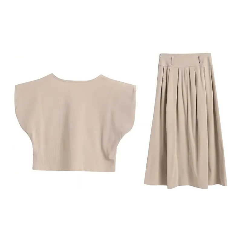 BEAUTIFUL CONFESSION Skirt Set Women's Light Coffee-1