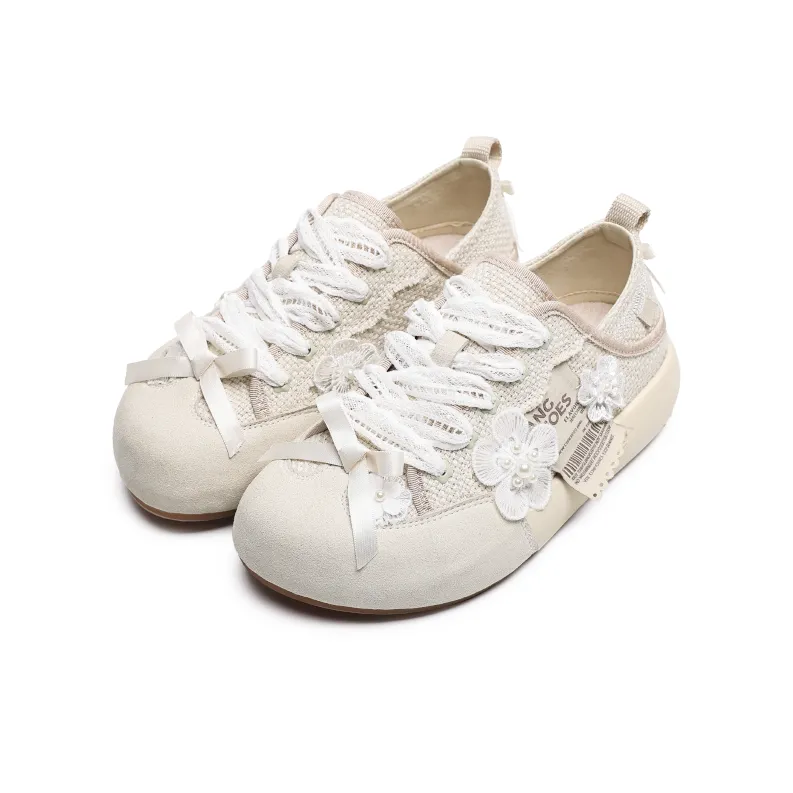 Angelmi Breathable Low Top Casual Shoes Women's Milk White-1