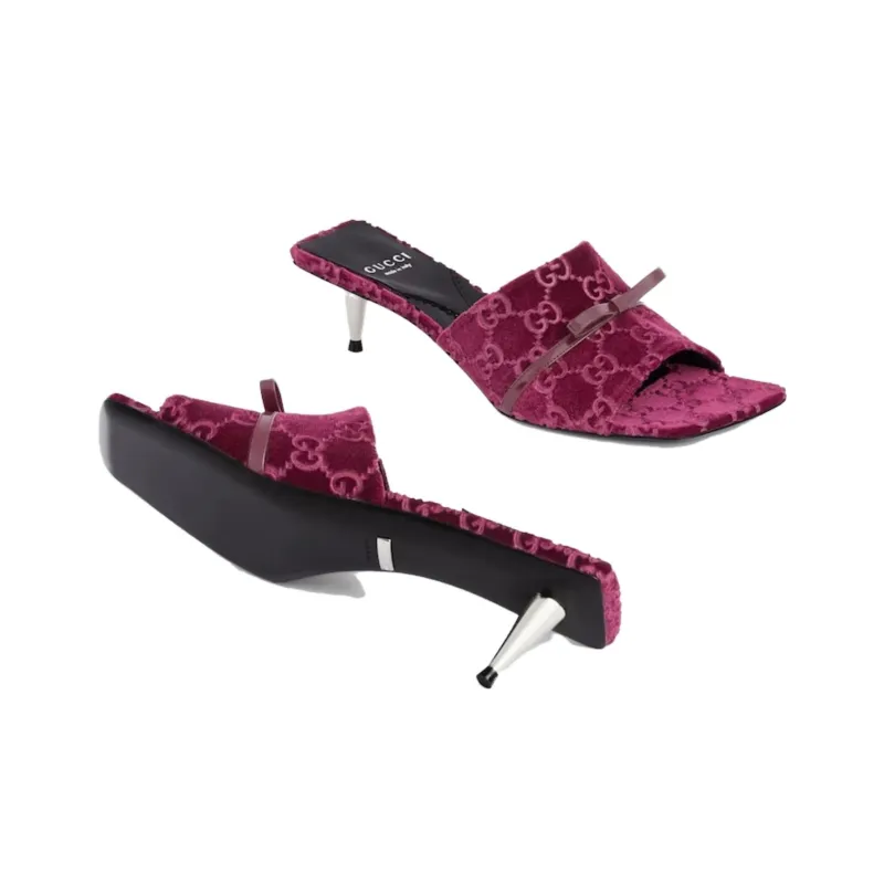 GUCCI Slide Slippers Women's Burgundy-4