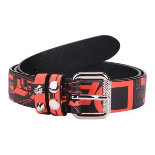 PRADA Pattern Detail Design Belt Men's Red