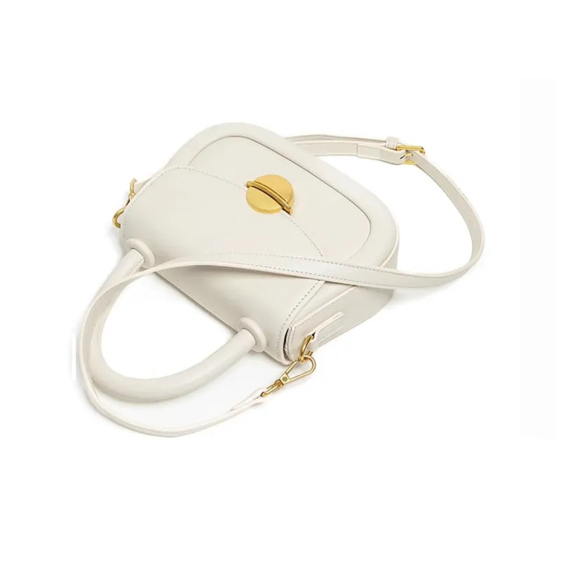 COMELY PU One Shoulder Handbags Small Size Women's Crescent White-2