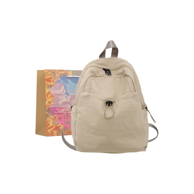 BRINCH Nylon Backpack Women's White/Pink/Khaki/Black-6