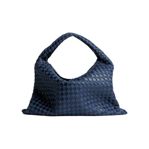 Bottega Veneta Calfskin One Shoulder Handbags Large Size Women's Deep Abyss Blue