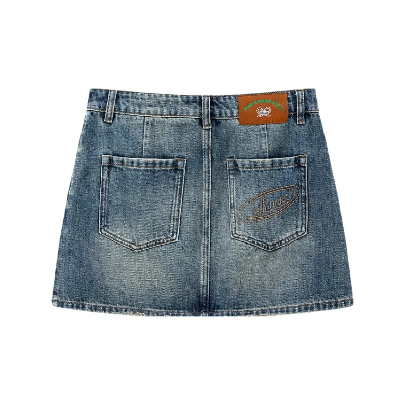 CHUU Casual Short Skirts Women's Denim Blue-1