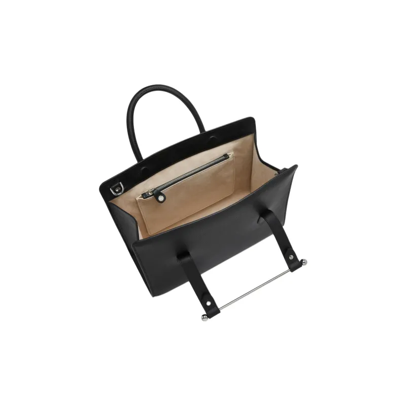 Strathberry Calfskin Tote Bag Shopping Bag Shoulder Bag Crossbody Bag Handbag Medium Size Women's Black-3