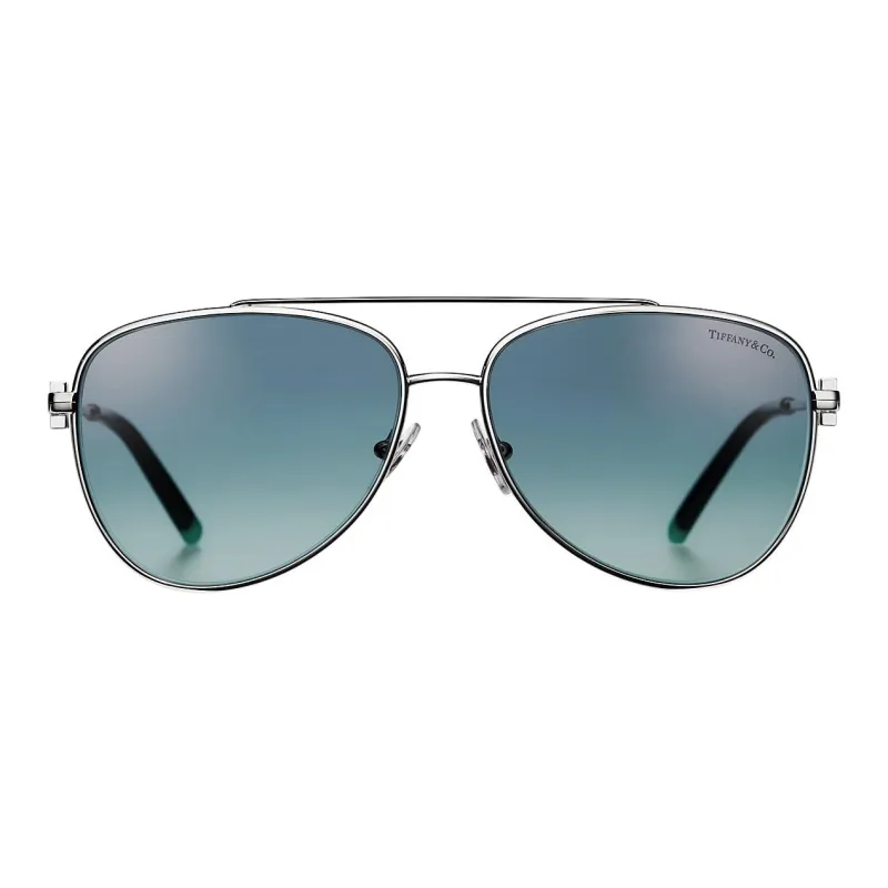 TIFFANY & CO. Metal Enamel Aviator Sunglasses Unisex Silver-1
