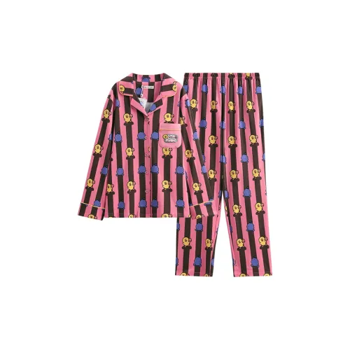 FENTENG x LINE FRIENDS Pajama Set Women's Pink Stripe