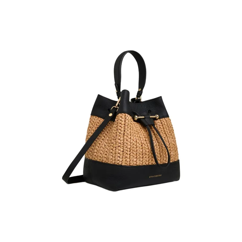 Strathberry Grained Calfskin Bucket Bags One Shoulder Handbag Crossbody Bag Women's Black & Brown-1