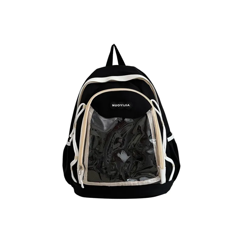 KAKAXI Nylon Backpack Women's Black/Light Purple/Light Yellow/Light Green/Light Blue/Dark Green-0