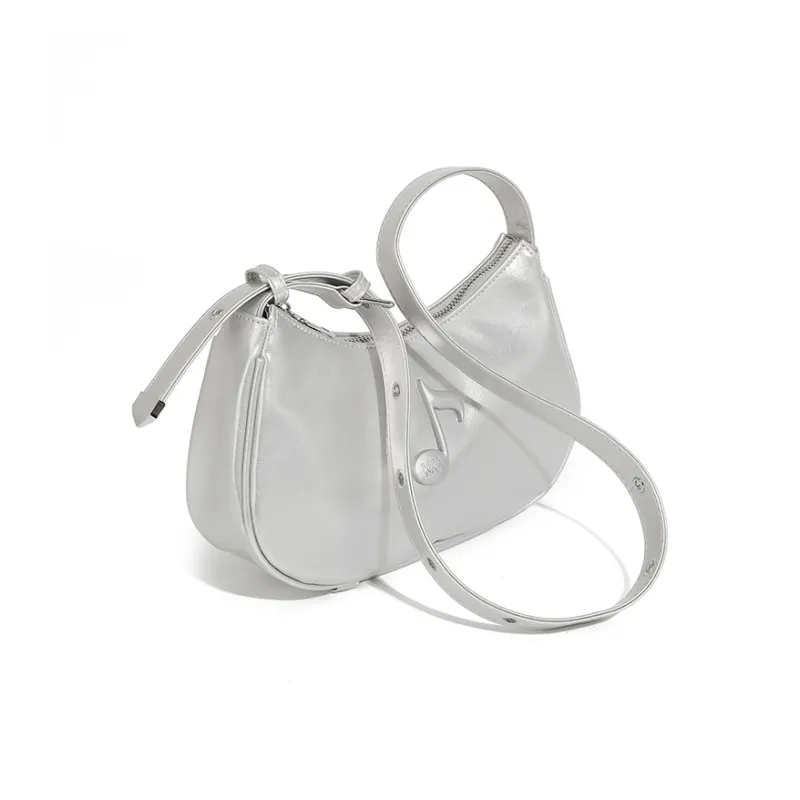 KKA PU, Textile Mixture Crossbody Handbag, Shoulder Bag Women's Silver/Ecru/Black/Blue-4