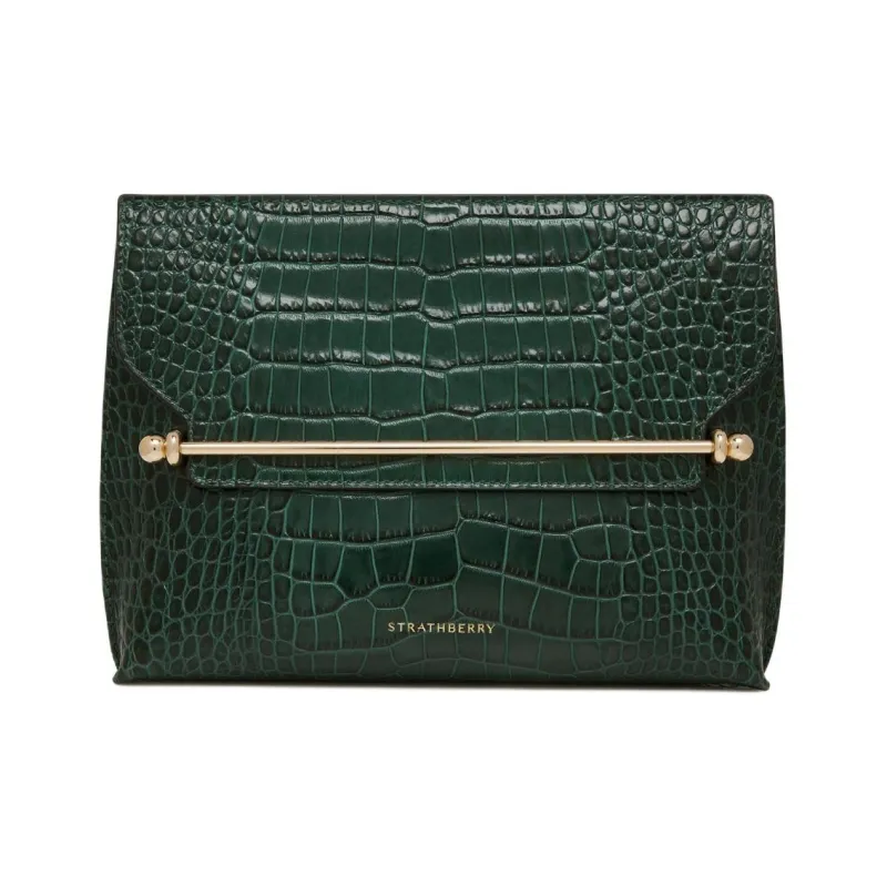 Strathberry Calfskin Shoulder Bag Crossbody Bag Large Size Women's Green-0