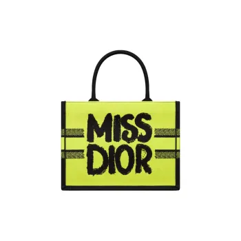 DIOR BookTote Embroidery Tote Bag Shopping Bag Handbag Medium Size Women's Green & Blue & Multicolor