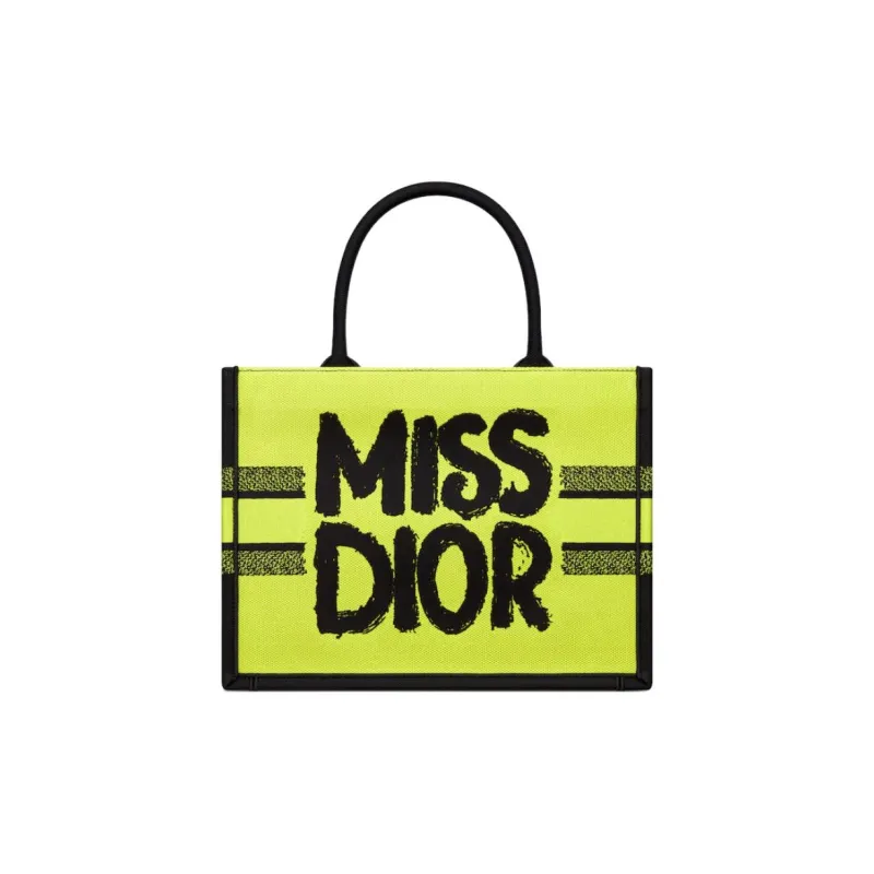 DIOR BookTote Embroidery Tote Bag Shopping Bag Handbag Medium Size Women's Green & Blue & Multicolor-0