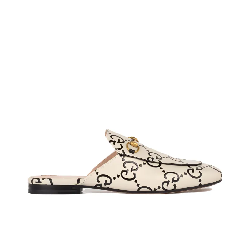 GUCCI Princetown Slipper White Gg Debossed Leather Women's-1
