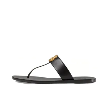 GUCCI Double G Thong Sandal Black Leather