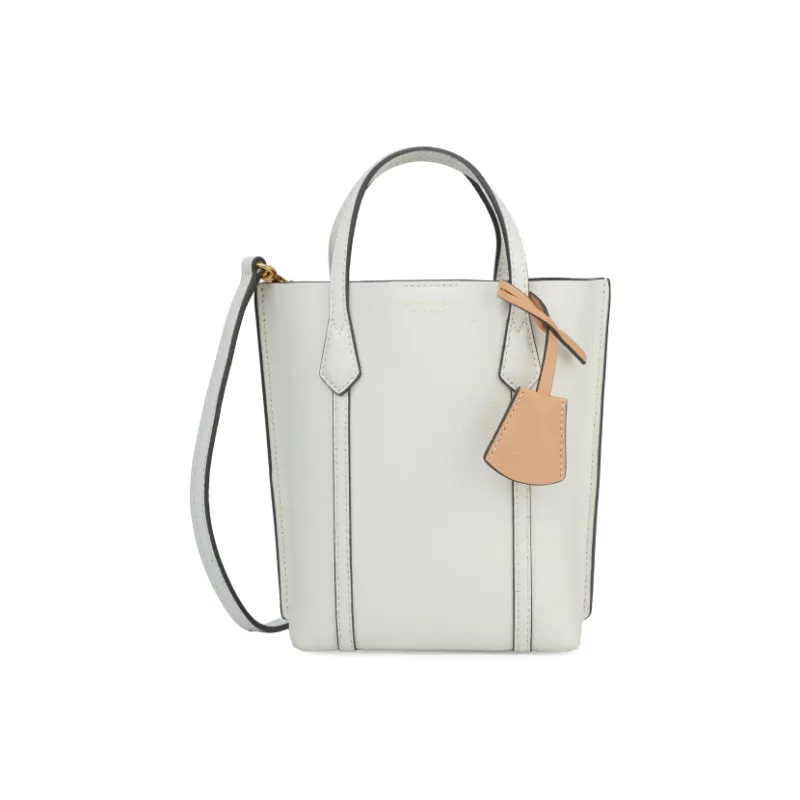TORY BURCH Perry Embossed Leather Tote Bag Shopping Bag Shoulder Bag Crossbody Bag Handbag Mini Women's Ivory White-0