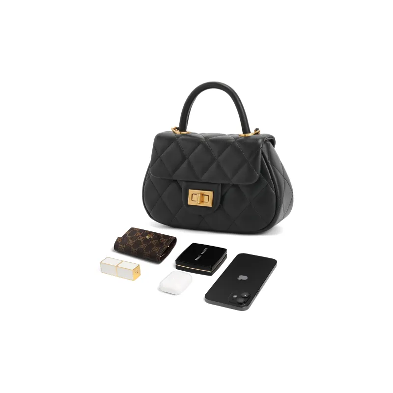 BELLE Artificial Leather Handbag, Crossbody Bag Women's White/Black-2