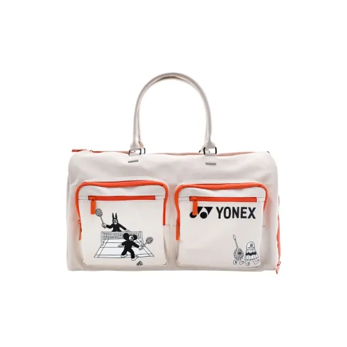 YONEX Artificial Leather Laminated Fabric Travel Bag Medium Size Unisex Ecru