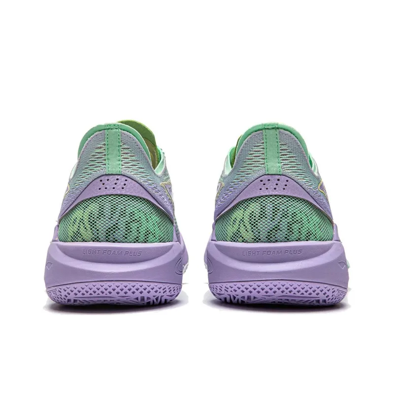 LiNing SONIC 12 V2 Cushioning Anti Slip Wear Resistant Breathability Low Top Basketball Shoes Men's Green Purple-5