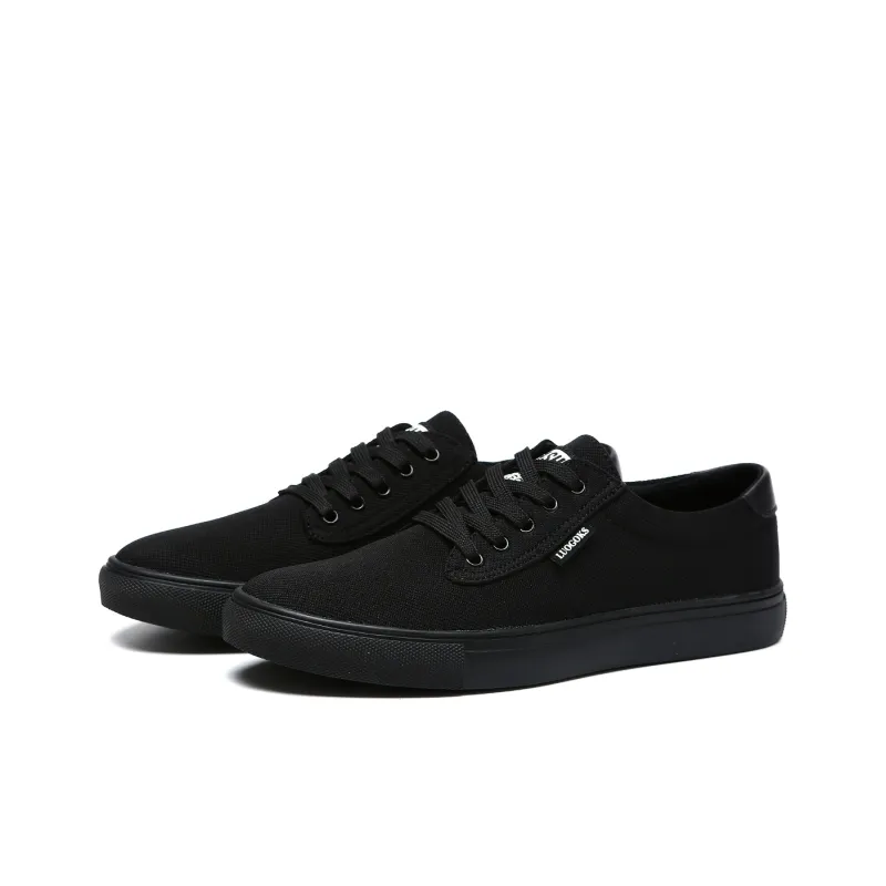 LUOGOKS Low Top Canvas Shoes Men's Black-2