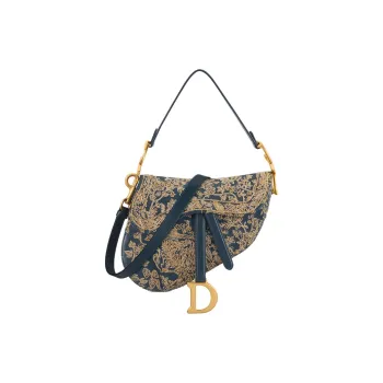 DIOR Saddle Calfskin Saddle Bag Portable Crossbody Bag Shoulder Bag Women's Navy
