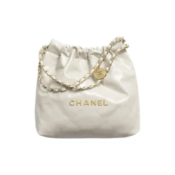 CHANEL 22Bag Shiny Calfskin Handbag, Shoulder Bag Women's Light Gray