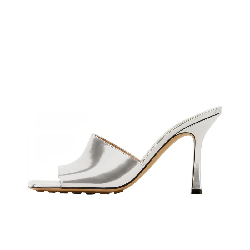 Bottega Veneta Stretch Slide Slippers Women's Silver-0