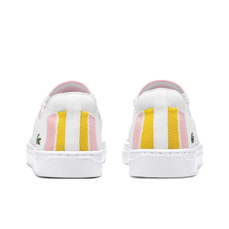 LACOSTE Breathable Low Top Skateboard Shoes Women's White Pink-3