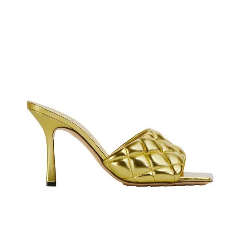 Bottega Veneta Padded Stylish Sandal 9cm Women's Gold-1