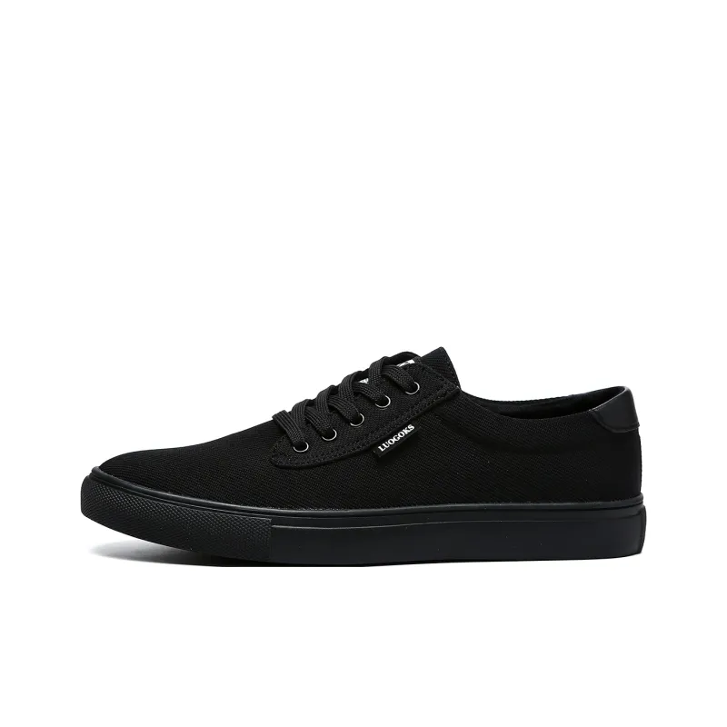 LUOGOKS Low Top Canvas Shoes Men's Black-0