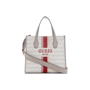 GUESS Polyester Blended Cotton Tote Bag Shopping Bag Shoulder Bag Crossbody Bag Handbag Unisex White